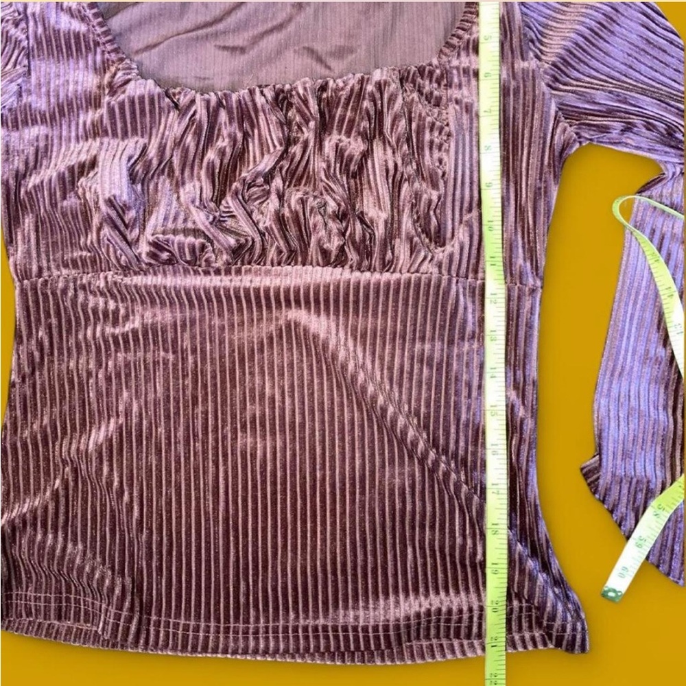 NIB Shein Ribbed Crush Velvet Ruffled Bust Top M - Picture 9 of 9